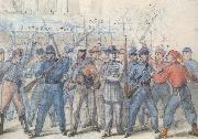 Frank Vizetelly Union Soldiers Attacking Confederate Prisoners in the Streets of Washington Sweden oil painting artist